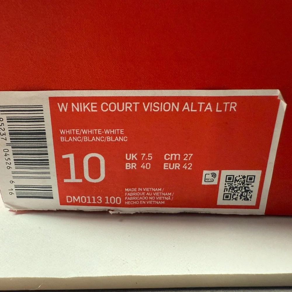 Nike Women's Court Vision Alta Platform Shoes 10 White DM0113-100 - NO LID